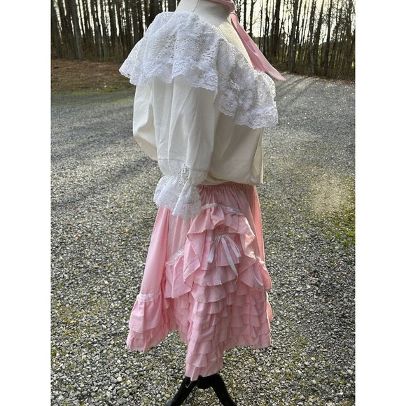 square dance outfit Pink White M/L Cottage Prairie Coquette Western Rockabilly - Picture 3 of 13